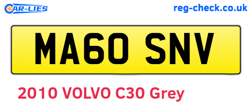 MA60SNV are the vehicle registration plates.
