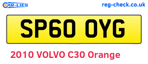 SP60OYG are the vehicle registration plates.