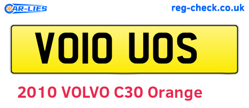 VO10UOS are the vehicle registration plates.