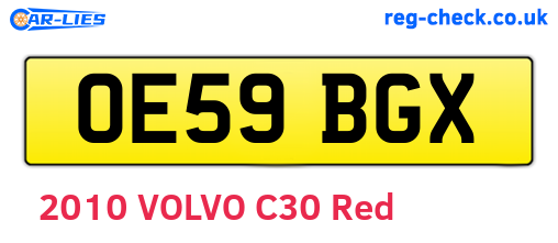 OE59BGX are the vehicle registration plates.