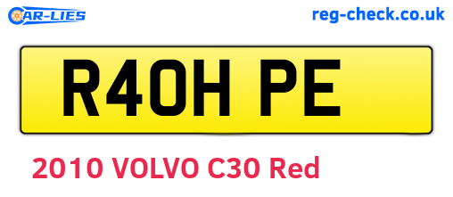 R40HPE are the vehicle registration plates.