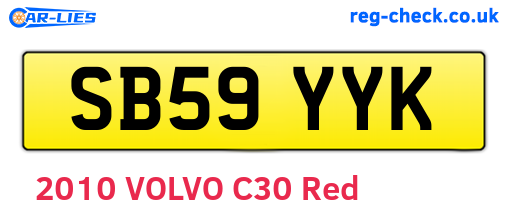 SB59YYK are the vehicle registration plates.