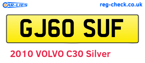 GJ60SUF are the vehicle registration plates.