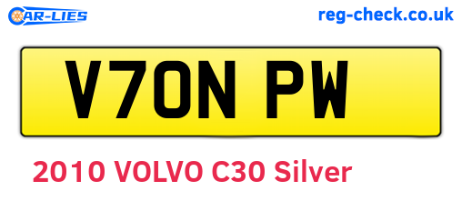 V70NPW are the vehicle registration plates.