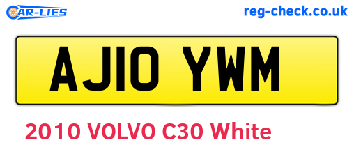 AJ10YWM are the vehicle registration plates.