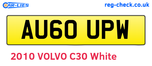 AU60UPW are the vehicle registration plates.