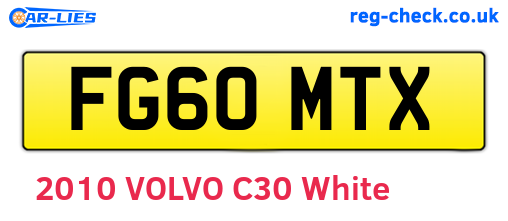 FG60MTX are the vehicle registration plates.