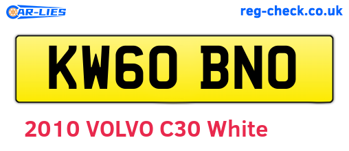 KW60BNO are the vehicle registration plates.