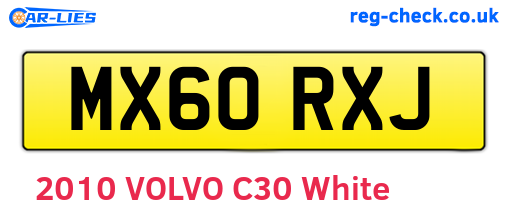MX60RXJ are the vehicle registration plates.