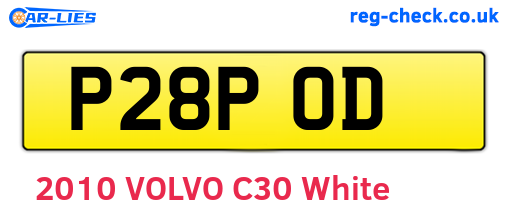 P28POD are the vehicle registration plates.