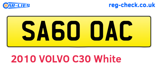 SA60OAC are the vehicle registration plates.