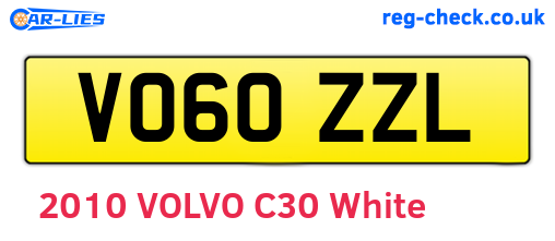 VO60ZZL are the vehicle registration plates.