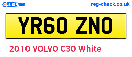 YR60ZNO are the vehicle registration plates.