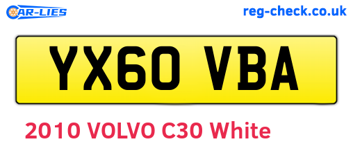 YX60VBA are the vehicle registration plates.