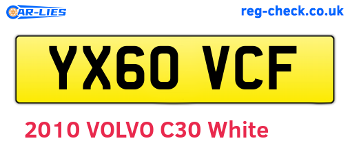 YX60VCF are the vehicle registration plates.