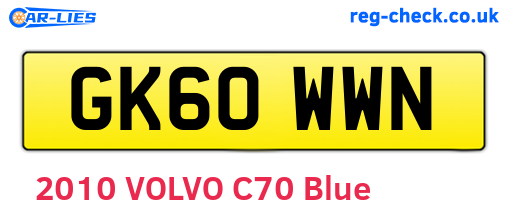 GK60WWN are the vehicle registration plates.