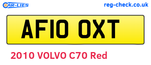 AF10OXT are the vehicle registration plates.