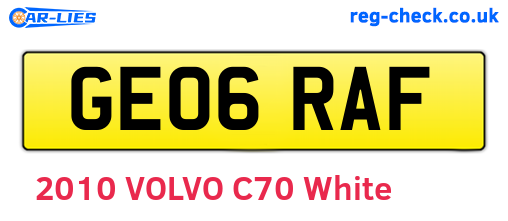 GE06RAF are the vehicle registration plates.