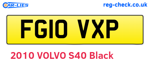 FG10VXP are the vehicle registration plates.