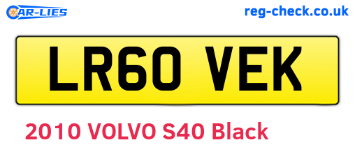 LR60VEK are the vehicle registration plates.