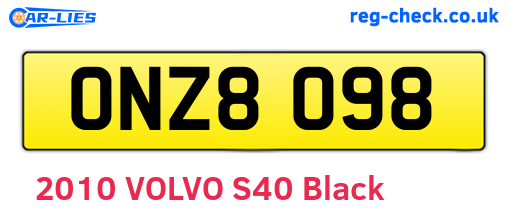ONZ8098 are the vehicle registration plates.