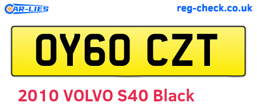 OY60CZT are the vehicle registration plates.