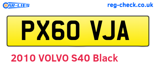 PX60VJA are the vehicle registration plates.