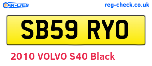 SB59RYO are the vehicle registration plates.