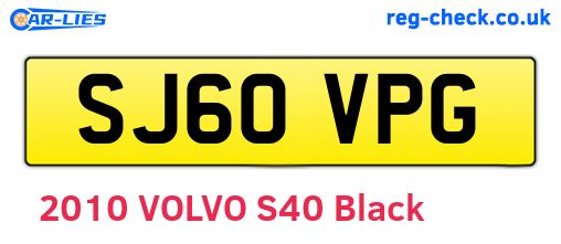 SJ60VPG are the vehicle registration plates.