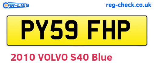 PY59FHP are the vehicle registration plates.