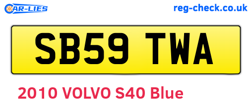 SB59TWA are the vehicle registration plates.
