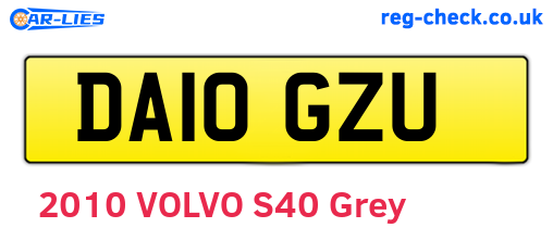 DA10GZU are the vehicle registration plates.