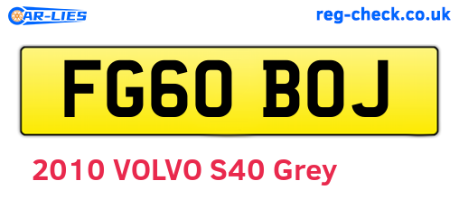 FG60BOJ are the vehicle registration plates.