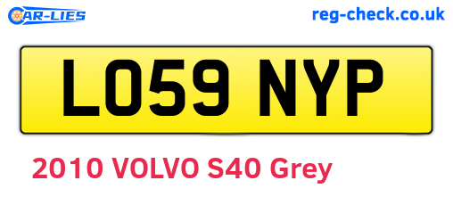 LO59NYP are the vehicle registration plates.