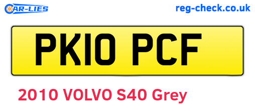 PK10PCF are the vehicle registration plates.