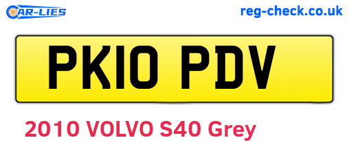 PK10PDV are the vehicle registration plates.