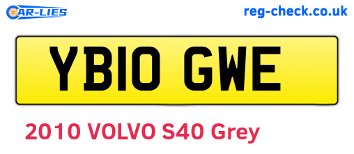 YB10GWE are the vehicle registration plates.