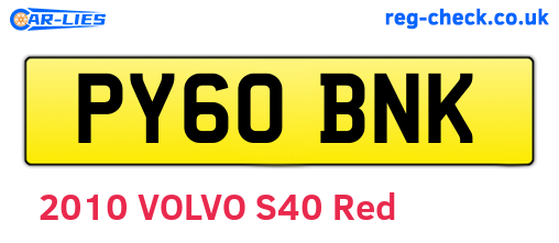 PY60BNK are the vehicle registration plates.