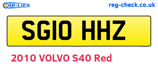 SG10HHZ are the vehicle registration plates.