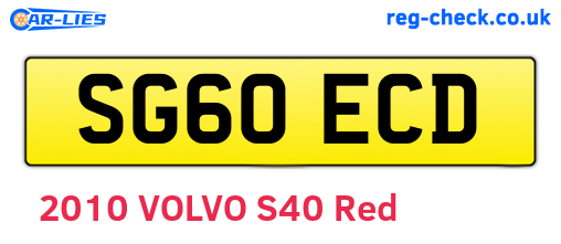 SG60ECD are the vehicle registration plates.