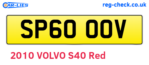 SP60OOV are the vehicle registration plates.