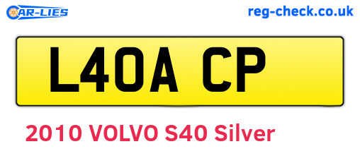 L40ACP are the vehicle registration plates.