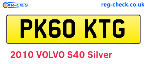 PK60KTG are the vehicle registration plates.