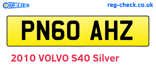 PN60AHZ are the vehicle registration plates.