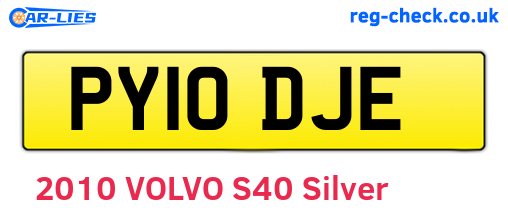 PY10DJE are the vehicle registration plates.