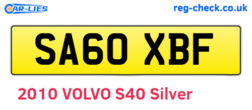 SA60XBF are the vehicle registration plates.