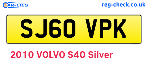 SJ60VPK are the vehicle registration plates.