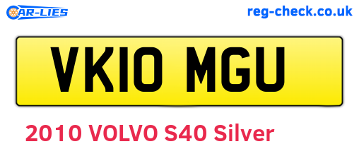 VK10MGU are the vehicle registration plates.