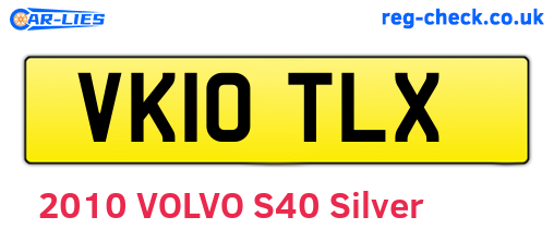 VK10TLX are the vehicle registration plates.