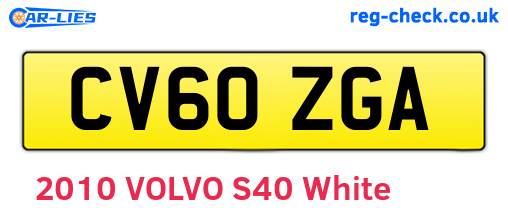 CV60ZGA are the vehicle registration plates.